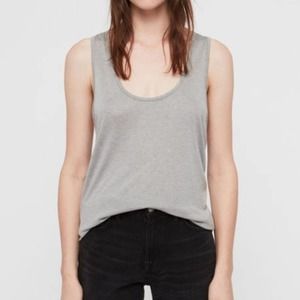 ALL SAINTS Gray Silk Casual Racerback Tunic Tank SMALL Basic Stretch Relaxed